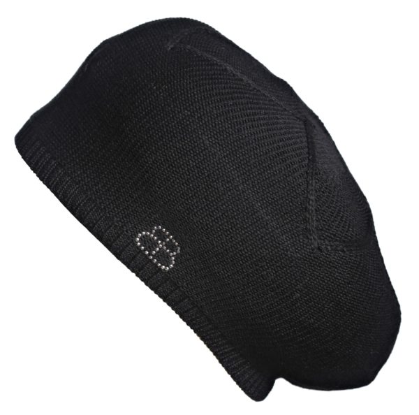 BÉRET "ROSE" NOIR EN MAILLE FINE