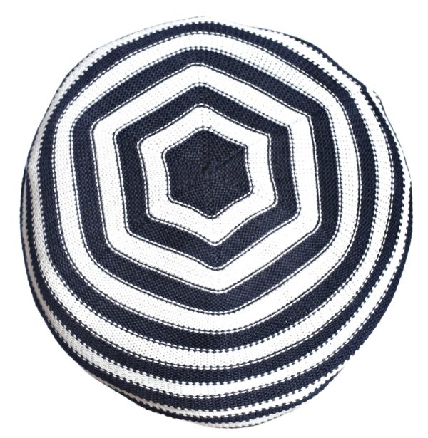 BÉRET "RIVIÉRA" BLEU MARINE & BLANC EN MAILLE FINE – Image 3