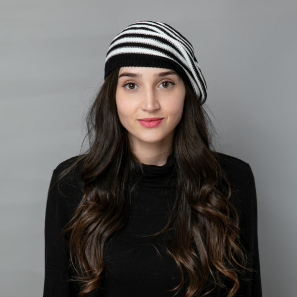 BÉRET "RIVIÉRA" NOIR & BLANC EN MAILLE FINE