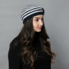 RIVIÉRA" BLACK & WHITE FINE KNIT BERET - Image 2