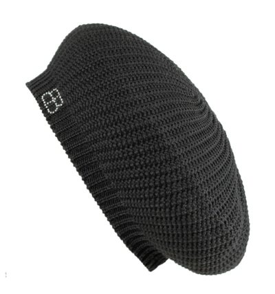 BÉRET "DIORE" NOIR EN MAILLE JERSEY ET LUREX NOIR
