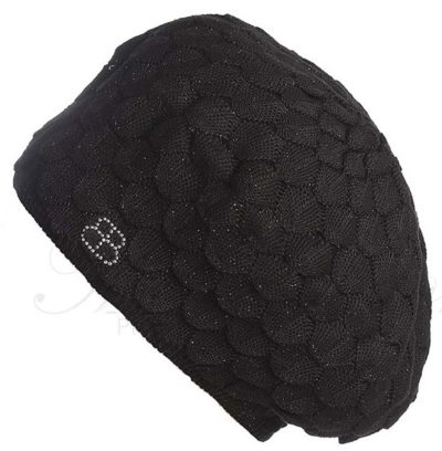 BÉRET "PRINCESSE" NOIR DOUBLÉ AVEC LUREX NOIR
