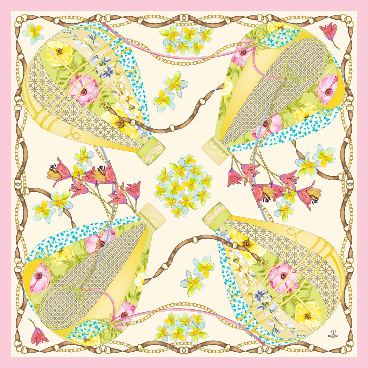 Carré de soie BeBeret Paris "MONTGOLFIERE"