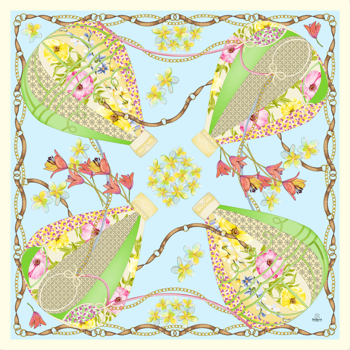 Carré de soie BeBeret Paris "MONTGOLFIERE" – Image 2