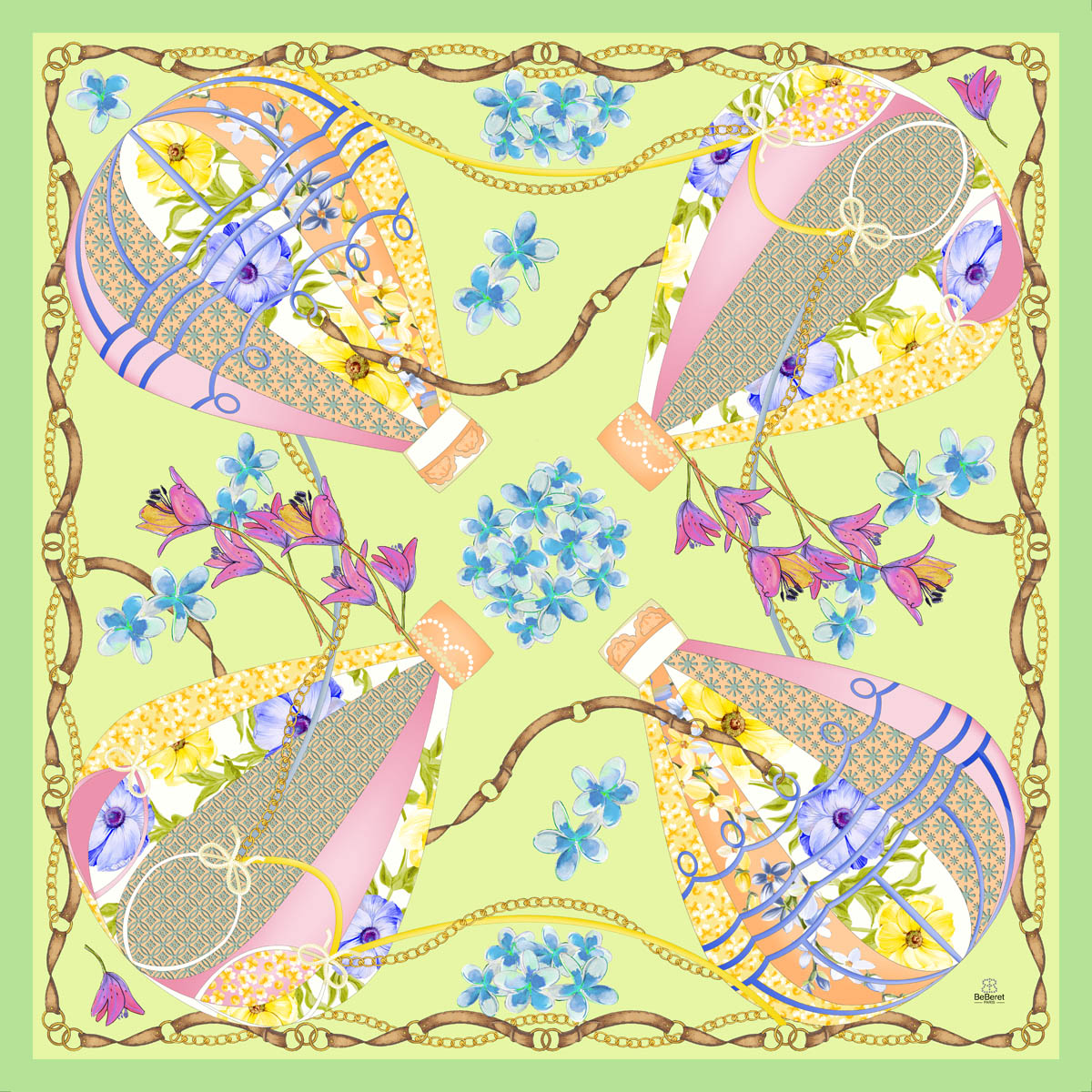 Carré de soie BeBeret Paris "MONTGOLFIERE" – Image 3