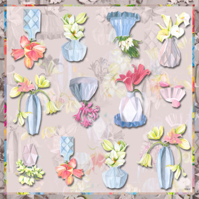 Carré de soie BeBeret Paris "BOUQUET"