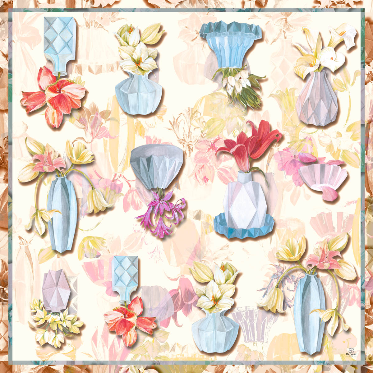 Carré de soie BeBeret Paris "BOUQUET" – Image 2