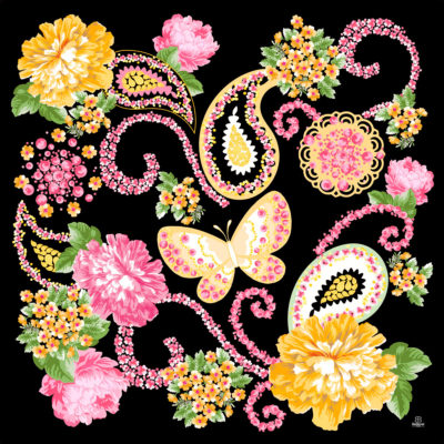 Carré de soie BeBeret Paris "FLORAISON"