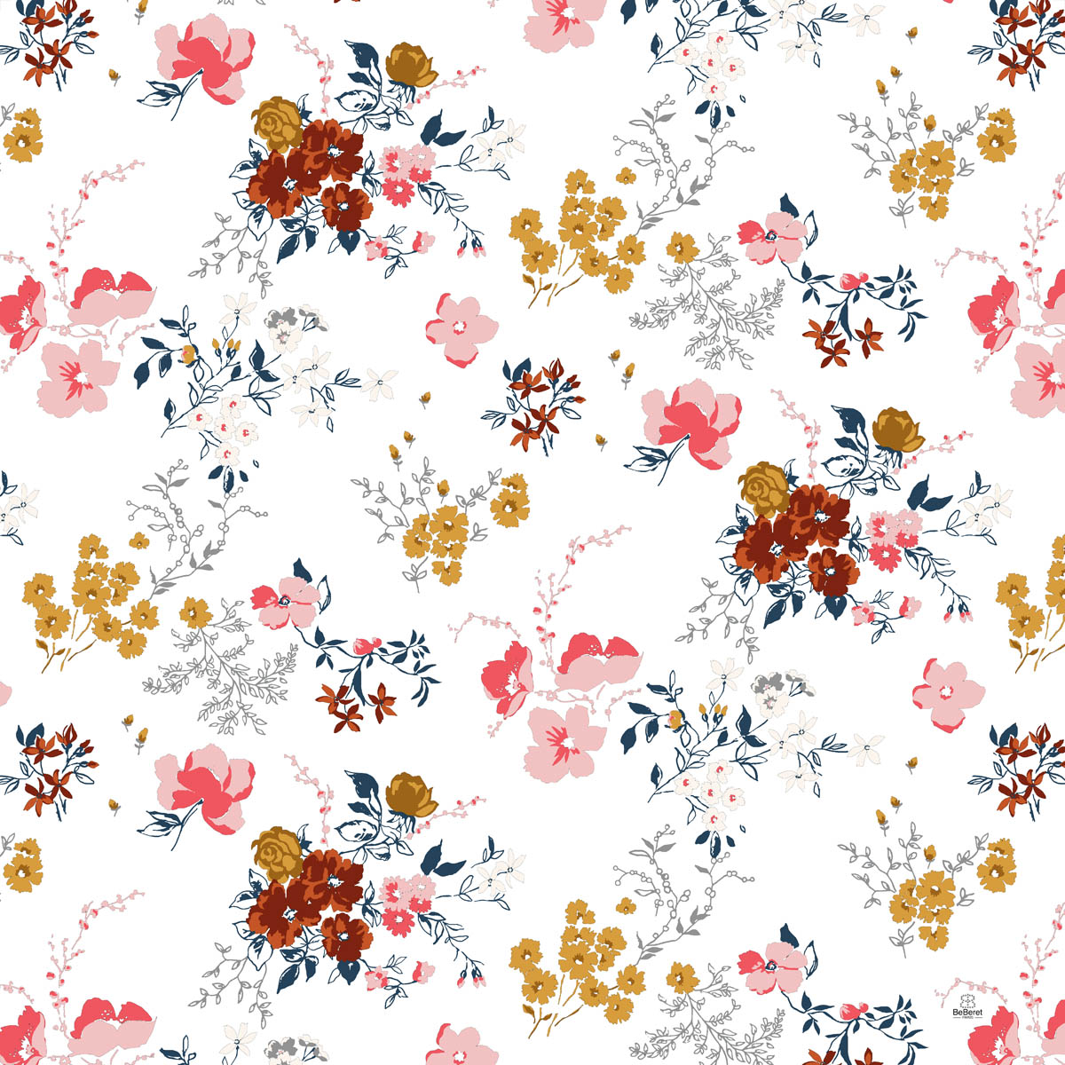 Carré de soie BeBeret Paris "PAQUERETTE"