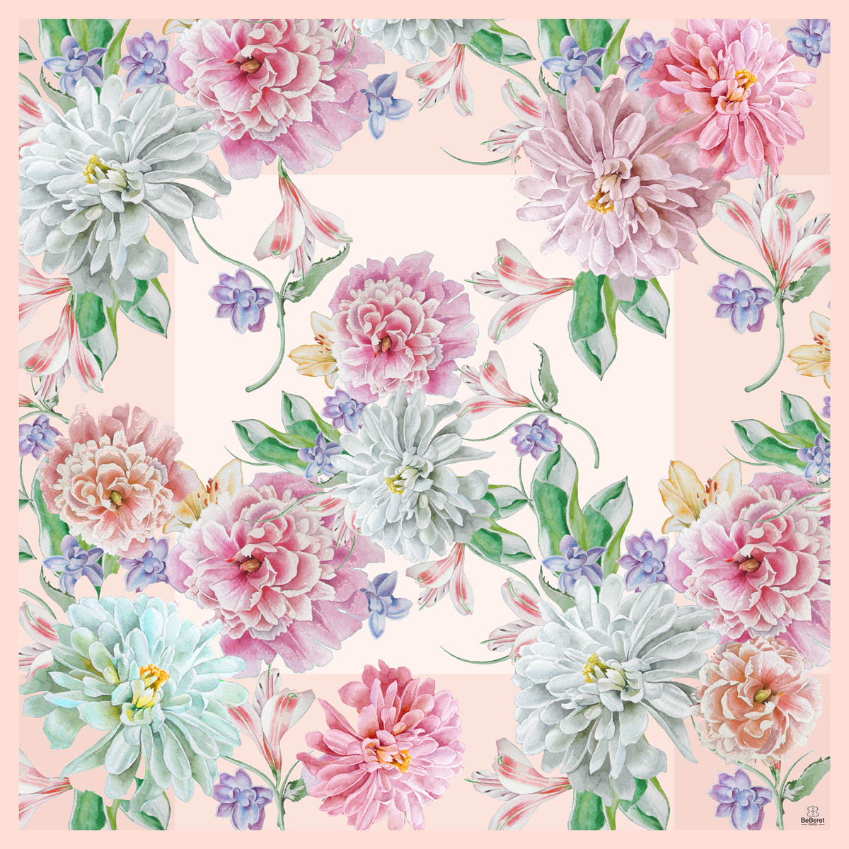 Carré de soie BeBeret Paris "PIVOINE" – Image 2