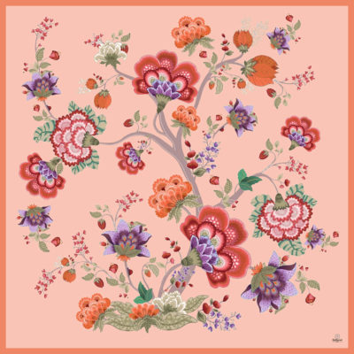 Carré de soie BeBeret Paris "BOURGEONNEMENT"